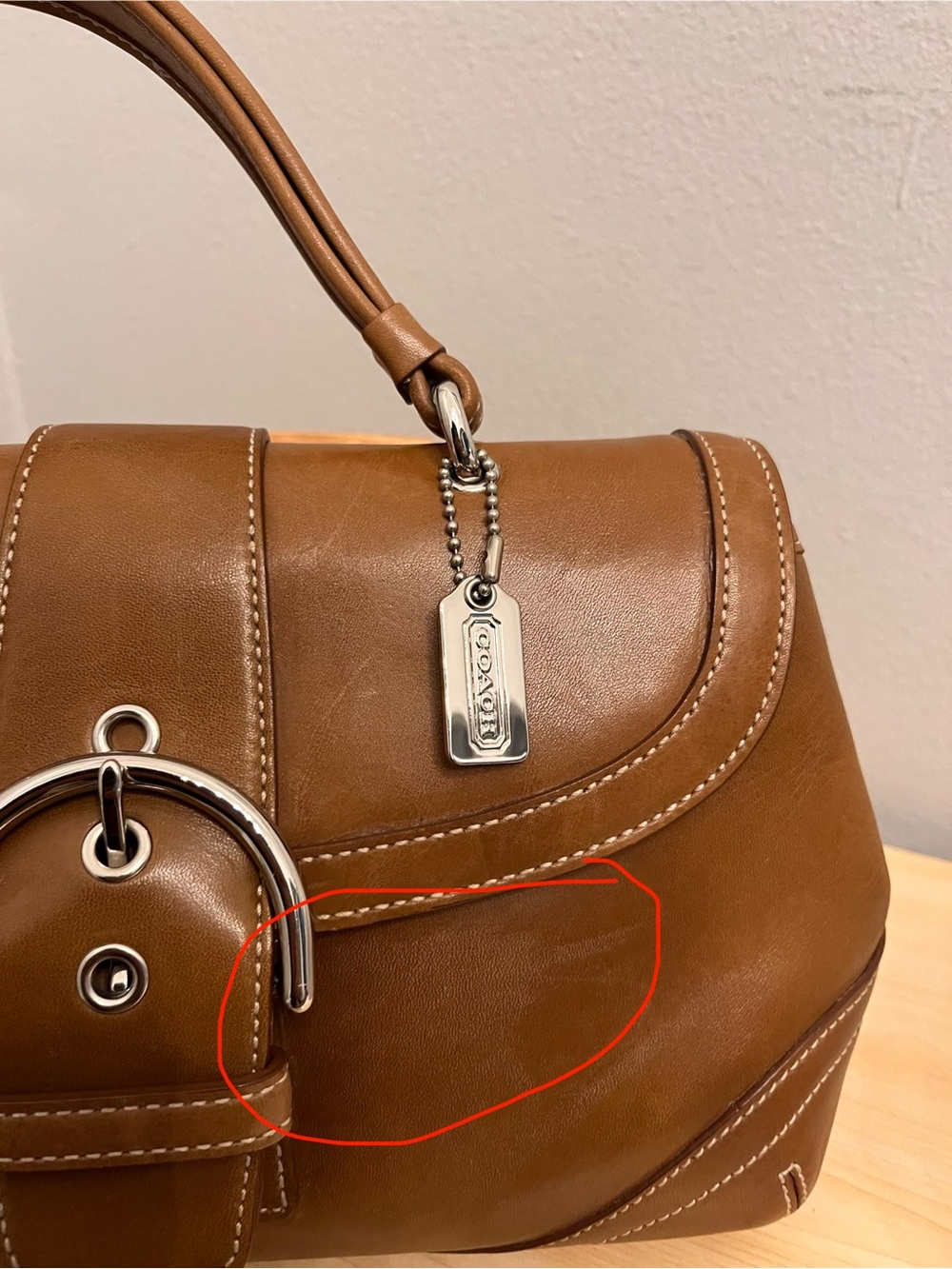 Vintage Coach Leather Soho Rare Tan Top Handle Hand Bag Purse - Picture 14 of 14
